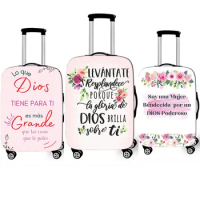 Spanish For Christian Bible Verses Print Elastic Travel Luggage Protector Cover Suitcase for 18-32Inch Accessories Cover