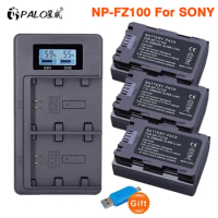 NP-FZ100 NPFZ100 NP FZ100 Battery + LCD Dual USB Charger for Sony BC-QZ1 Sony a9 a7R III a7 III A9R 9S A9S A7R3 7RM3 A7m3 A6600
