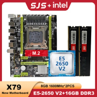 SJS X79 E5 2650 V2 DDR3 16GB LGA 2011 Intel Xeon E5 Processor With Motherboard Set + 2*8GB 1600MHz RAM Memory X79 Kit placa mãe