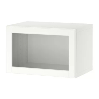 BESTÅ 上牆式收納櫃組合, 白色/ostvik 白色/透明玻璃, 60x42x38 公分