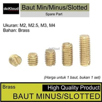 Baut SLOTTED - MINUS - MIN Brass | gold M2 M2.5 M3 M4 screw tanam | dekloud M3 x 3