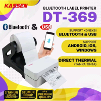 Printer resi thermal Kassen DT-369 Bluetooth + Label / Printer Thermal lengkap dengan Label untuk re