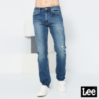 Lee 男款 726 小刷破中腰舒適小直筒牛仔褲 深藍洗水