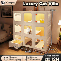 Luxury cat villa, cat house, cat villa cage with litter box, large cat villa house, rabbit cat cage