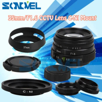 Fujian 35mm F1.6 CCTV Lens C Mount+Lens Hood+Macro ring For Nikon 1 AW1 S2 J4 V3 J3 V1 J1 J2 J5 mirrorless Camera