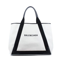Balenciaga Navy Cabas Large Cream/Black Canvas I17251C