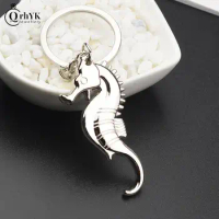 1Pcs 3D Seahorse Keychain Key Ring Metal Keychain Seahorse Bottle Opener Keychain Creative Marine Life Sea Horse Small Gift