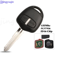 jingyuqin Car Remote Key Case FOB Keyless Shell 2 Button For Mitsubishi Lancer Outlander with ID46 Chip 433MHz