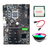 B250 BTC Mining Motherboard with G4400 CPU+Cooling Fan+SATA Cable 12XGraphics Card Slot LGA 1151 DDR4 USB3.0 for BTC