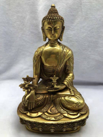 中式純銅釋迦牟尼佛像黃銅坐像釋迦佛藥師佛宗教桌面供奉寺廟擺件
