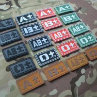 Blood type patch A+ B+ AB+ O+ PVC glow-in-the-dark Clothing backpack blood type badge Identification Drip Stickers Outdoor Tacti