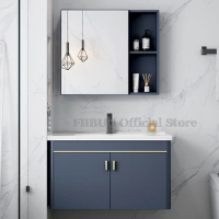 Bathroom Cabinet with Mirror Wall-mounted Simple Bathroom Dressing Storage Cabinet with Ceramic Washbasin Bathroom Furniture Set