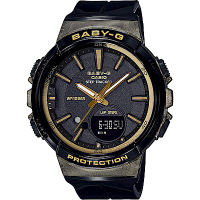 CASIO卡西歐 Baby-G 慢跑計步顯示手錶 送禮推薦-黑 BGS-100GS-1ADR