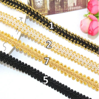 5Yards/Lot Gold Silver Braided Lace 14mm Wide Polyester Centipede Trim DIY Classic Clothes Stage Decor Curve Lace