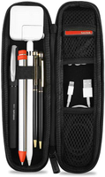【日本代購】ProCase Apple Pencil 殼支架PU革手機殼硬EVA 保護袋套帶網眼口袋和彈性帶 黑色