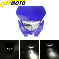 สีฟ้าสีขาว Supermoto E Nduro H4ไฟหน้าไฟหน้าหน้ากากสำหรับยามาฮ่าฮอนด้า WR 450 250 YZ TTR จักรยานสกปรก