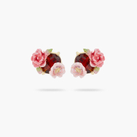 【Les Nereides】花中之后-玫瑰與石榴石紅色水晶耳環