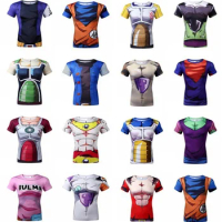 Sportwear Dragon Ball T Shirt Battle Suit Homme Compression Costume Vegeta Men Tshirt Shorts Tights Son Goku Fitness Leggings