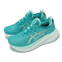 Asics 慢跑鞋 GEL-Nimbus 27 女鞋 湖水綠 厚底 緩衝 針織 運動鞋 亞瑟士 1012B753400