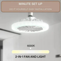 E27 LED Fan with Light Silent Ceiling Fan Light with Remote Control Dimmable Speed ​​Adjustable Room Fan Light