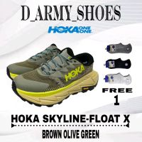 Sepatu Running Hiking Pria Hoka Skyline Float X Olive Green Free Kaos Kaki Outdoor