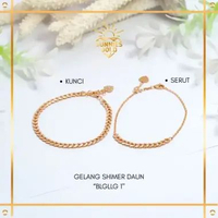 (PAMERAN) GELANG SERUT WANITA TERBARU EMAS ASLI MODEL SHIMMER DAUN KEKINIAN SIMPLE EMAS MUDA KADAR 8