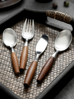 奢華304不銹鋼刀叉套裝西餐餐具木柄牛排刀餐叉餐勺三件套刀叉勺
