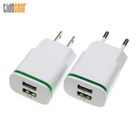 USB Charger Dual 2 Port 5V 1A 2.1A EU US Travel Wall Adapter LED Light Mobile Phone Chargers For iPhone 11 X Samsung LG 300pcs