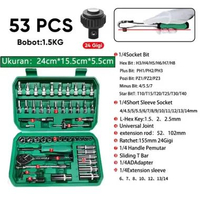 SKY - ISKU Kunci Shock Set Kunci Mata Sok 53 PCS Set Socket (1/4 ") Full TOOL KIT Alat Perbaikan Mob