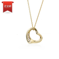 二手品 Tiffany&amp;Co. Open Heart 愛心鑲5鑽18K黃金項鍊-16mm
