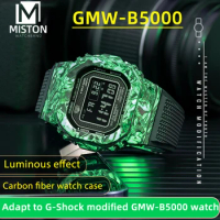 For G-shock GMW-B5000 watch case personalized modification, luminous carbon fiber lightweight Casio small gold/silver block case