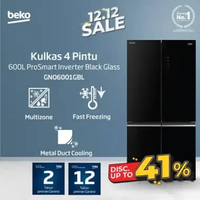 Beko Kulkas 4 Pintu Side-by-Side GNO6001GBL - Kapasitas 600liter Inverter