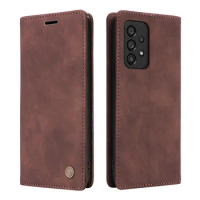 For Samsung Galaxy A52 Case Leather Flip Wallet Phone Case Solid Color Suction CUP Feature Galaxy A52S Cover