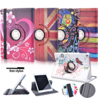 360 Rotating Flip PU Leather Case for Apple IPad 4/5 Smart Tablet Auto Sleep/Wake Stand Holder Cases Shockproof Tablet Case+pen