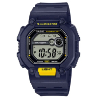 【CASIO 卡西歐】電子錶 橡膠錶帶 防水100米 LED照明 碼錶 W-737H(W-737H-2A)