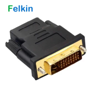 Felkin DVI to HDMI-compatible 24k Gold Plated Plug HDMI-compatible to DVI 24+1 Pin 1080P Video Converter for PC HDTV Projector