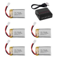 1Set 3.7V 400mAh Lipo Battery For X4 H107 H31 KY101 E33C E33 U816A V252 H6C RC Drone Spare Parts 3.7v 802035 Battery Charger Set