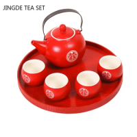 Exquisite Ceramics Tea Pot and Cup Set Household Handmade Tea Set Chinese Wedding Tea Maker Customized High-end Teaware Supplies