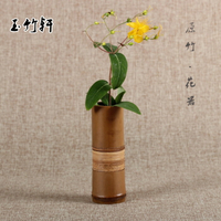 竹筒繞枝花器 日式個性干花筒紫竹花瓶 竹編花入花架花插禪意擺件