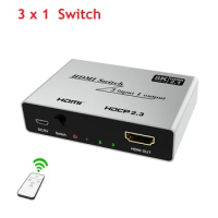 3x1 8K Switch HDMI-compatible 2.1 3-port HDMI-compatible2.1 3-in/1-out Switcher 8K@60Hz 4K@120hz HDCP2.3 for PS4 PS5 pro 8K HDTV