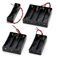 1 2 3 4 Slot 18650 Battery Holder Plastic 18650 Battery Case Holder with Wire Lead Black for 18650 3.7V Battery