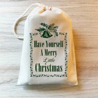 25PCS Have Yourself a Merry Little Christmas Holiday Bags. Cotton Drawstring gift basket ideas bags Stocking Stuffers Christmas