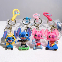 New Disney animation creative cartoon Lilo and Stitch. character role keychain PVC sculpture series model toy gift HEROCROSS