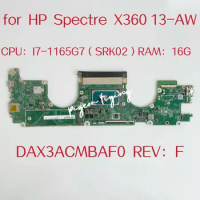 DAX3ACMBAF0 Mainboard For HP Spectre X360 13-AW Laptop Motherboard CPU:I7-1165G7 SRK02 RAM:16GB L86727-601 L86728-601 Test OK