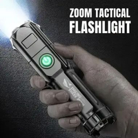 Senter Cas Police Swat Senter Led 300W Super Terang Portabel Zoom Rechargeable Ipx8 Tahan Air 18650 