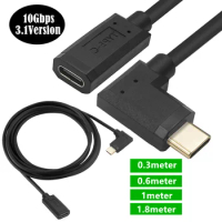 USB3.1 Type-C Male To Female Data Extension Cable Elbow Over 3A Current 10Gb/s USB3.1 Type-C for MacBook Pro Nintendo Switch