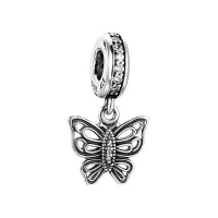 PANDORA 潘多拉 潘朵拉 791255CZ 閃亮蝴蝶吊飾 銀色吊飾 925銀 1pc