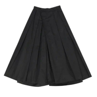 Ladies Wide Leg Trouser Skirt Spring/Summer New Classic Black Loose Large Size Samurai Pants Casual Nine-Minute Skirt