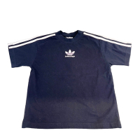 BALENCIAGA X ADIDAS 巴黎世家聯名阿迪達三葉草LOGO經典黑色棉質上衣(童裝)(120/60)