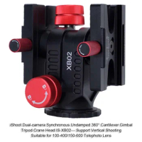 Dual-camera Sync 360° Cantilever Gimbal Tripod Crane Head for Tamron 150-600mm f/5-6.3 Di VC USD G2 Telephoto Long-Focus Lens